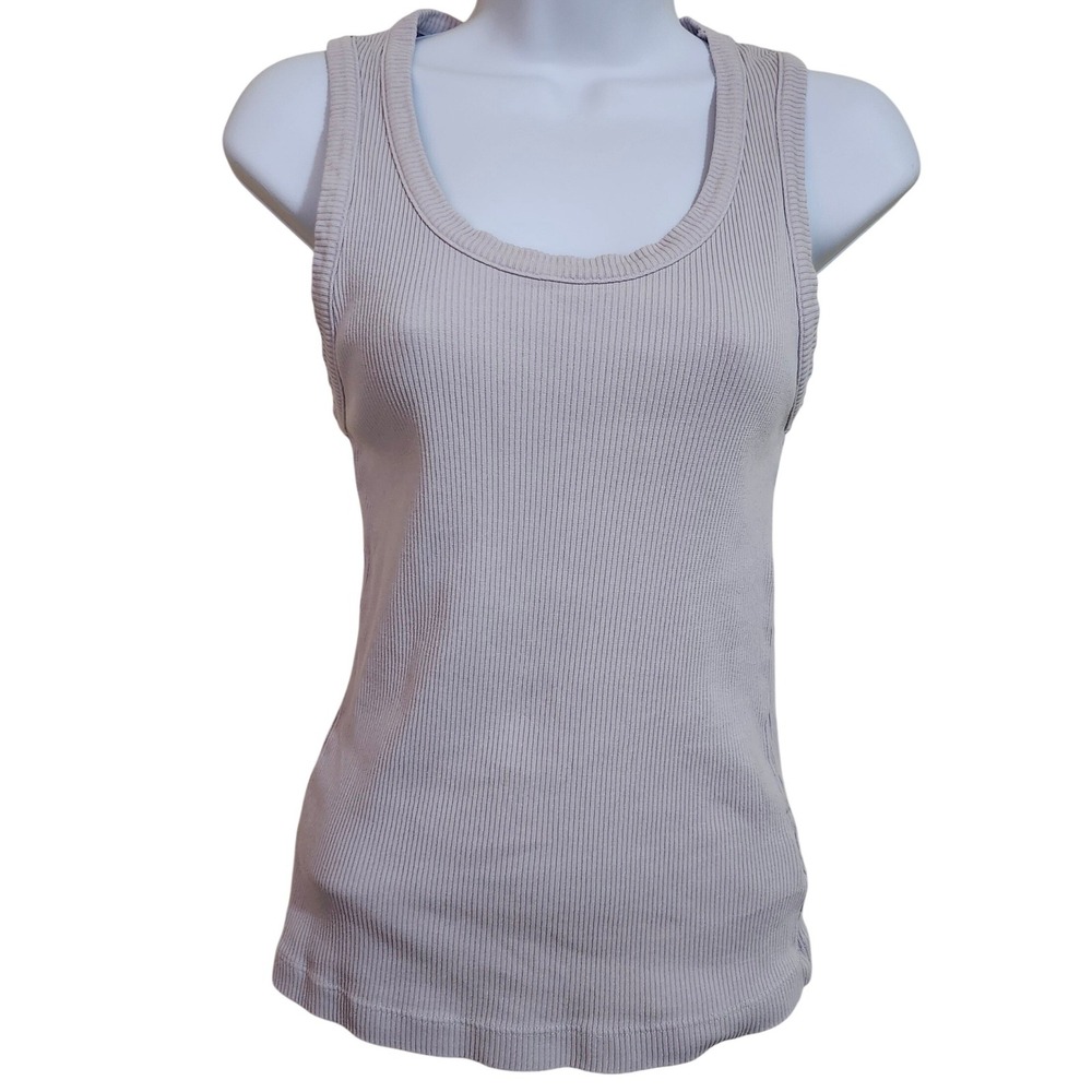 AGOLDE Poppy Scoop Ribbed Tank Top Light Purple Organic Cotton Blend Size Small